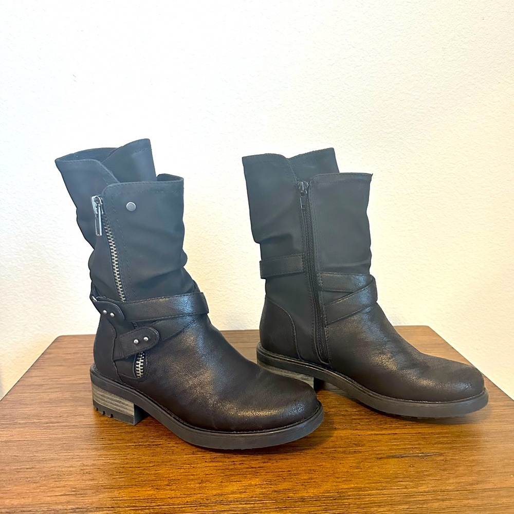 Carlos by Carlos Santana Size 7 Black zip up Moto Boot